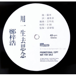 鄭梓浩 用一生去思念 1991 Hong Kong Promo 12" Single EP Vinyl LP 45轉單曲 電台白版碟香港版黑膠唱片 *READY TO SHIP from Hong Kong***